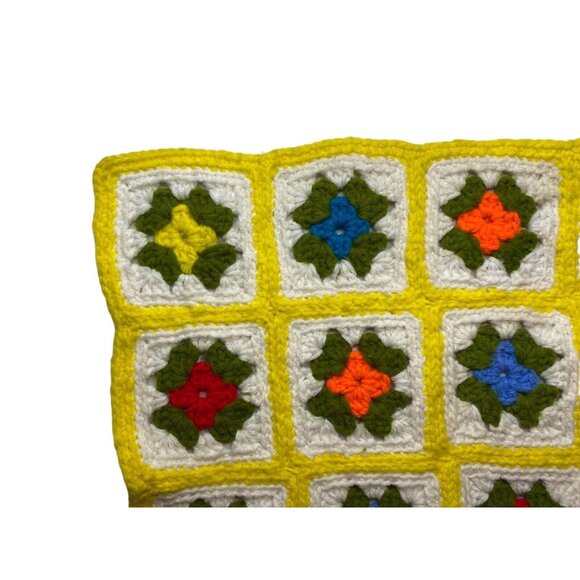 70's Crochet Granny Square Couch couch arm rest blanket 15" x 11" - Picture 3 of 6